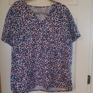 Women's Multicolor Printed Scrub Top
